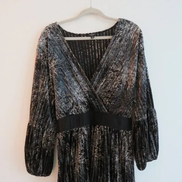 VINTAGE NINE WEST Y2K Velvet Burnout Metallic Babydoll Top Whimsigoth - Size 2X - Picture 3 of 16
